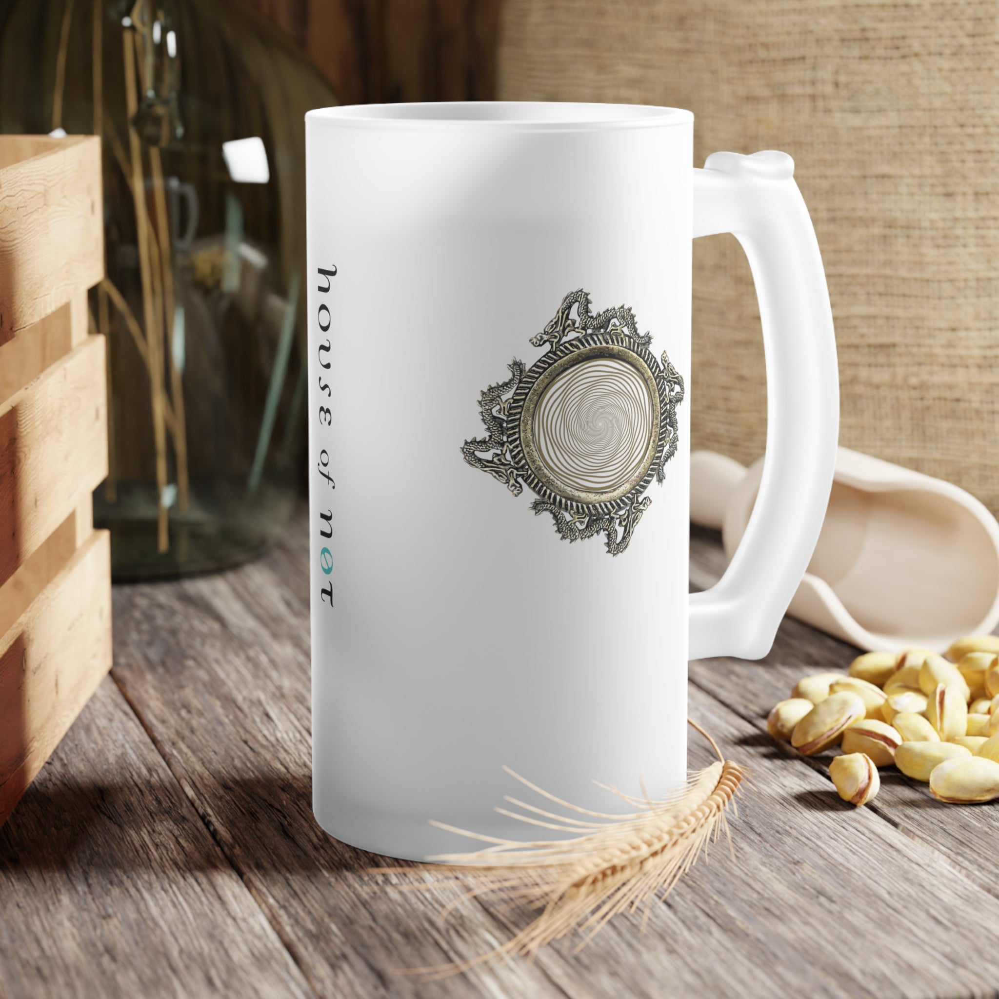 Limited Edition Dragon Jewel Frosted Glass Beer Mug